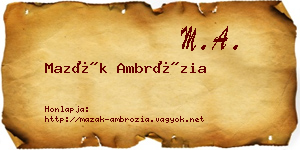 Mazák Ambrózia névjegykártya